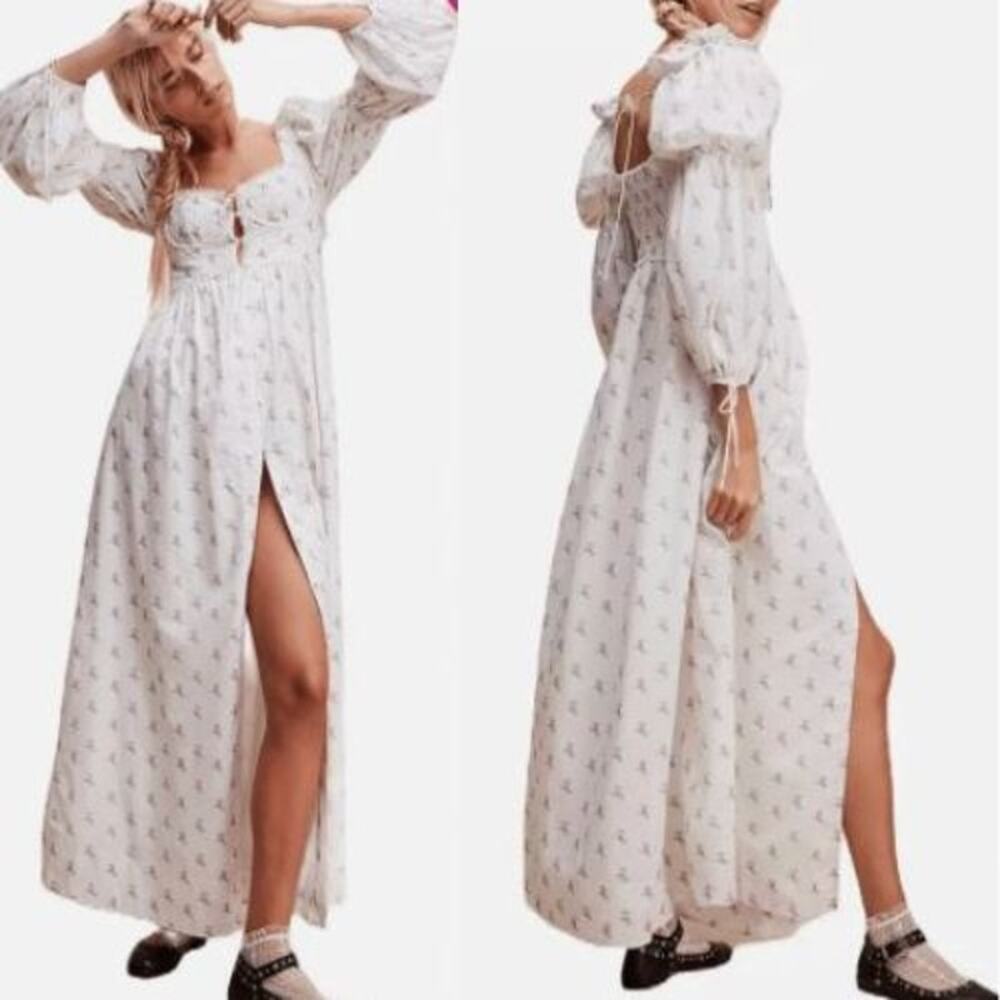 For Love & Lemons Carlotta Sweetheart Neck Maxi Dress White Women's Size Small